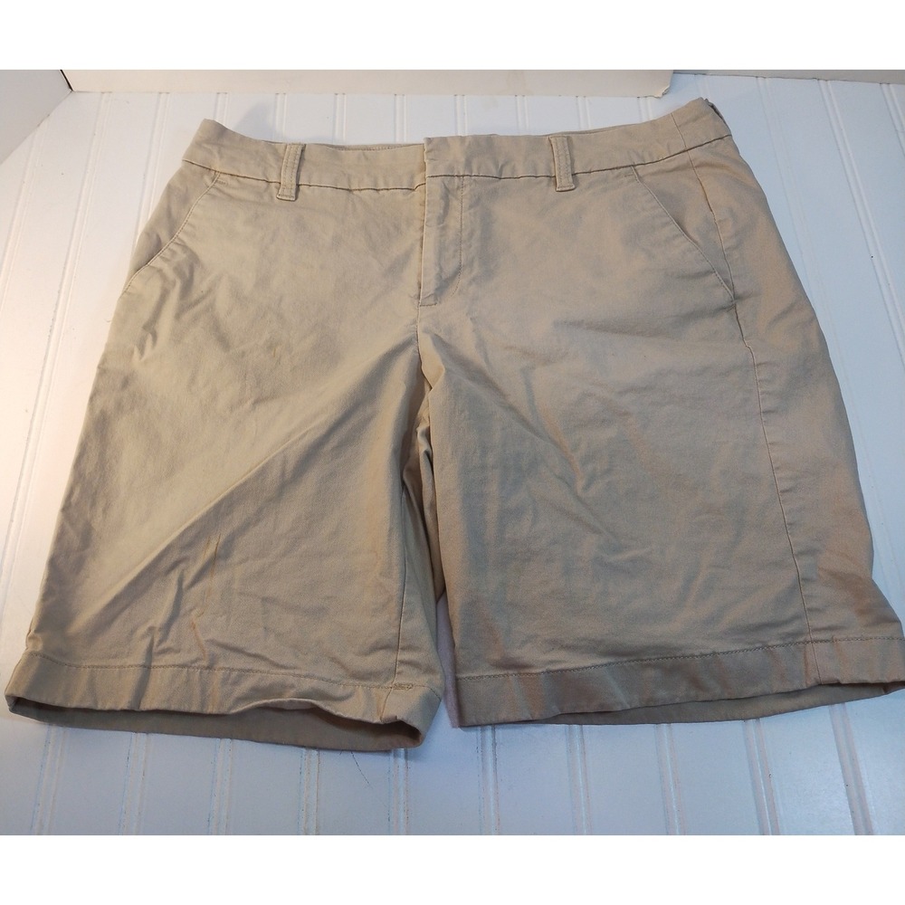 J.Crew Womens 10 Chino Shorts Beige Tan Cotton Bermuda Preppy Coastal Old Money